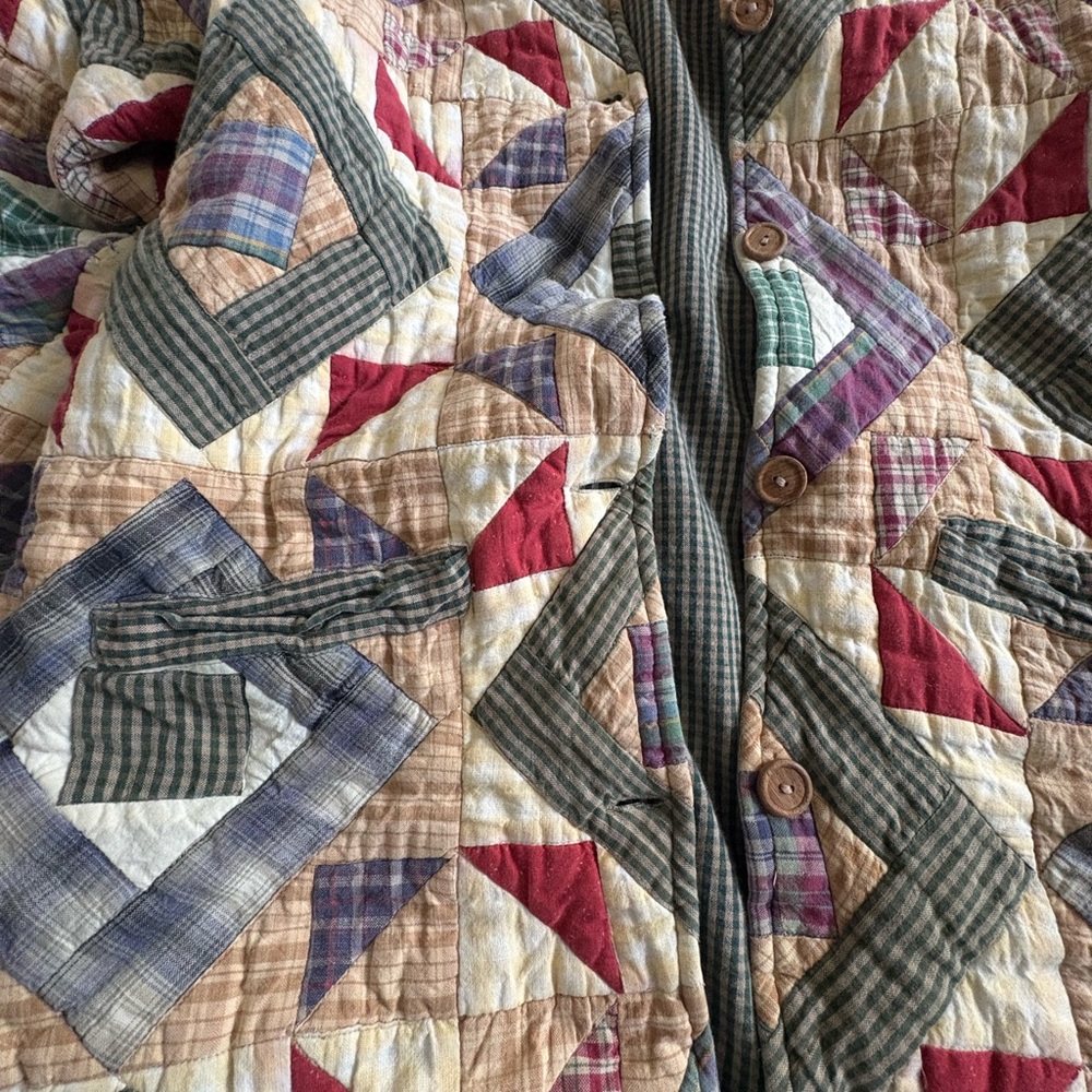 Patchwork Quilted Jacket With Button Closure Medi… - image 5